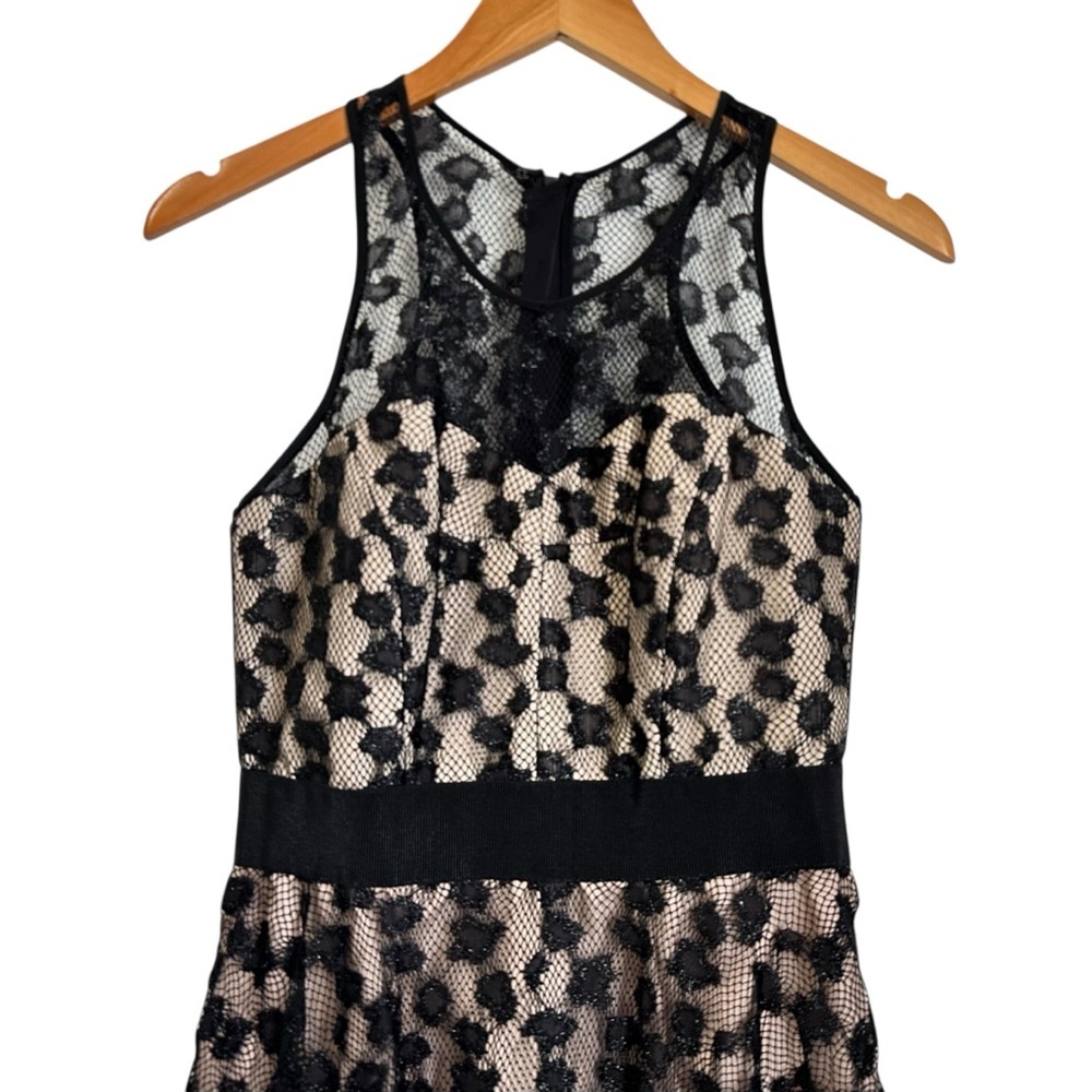 Milly Womens Fit and Flare Lace Overlay dress Sz 6 Black Sleeveless Party - Picture 5 of 9